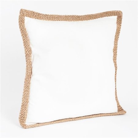 SARO LIFESTYLE SARO 24139.W20S 20 in. Square Jute Braided Down Filled Throw Pillow  White 24139.W20S